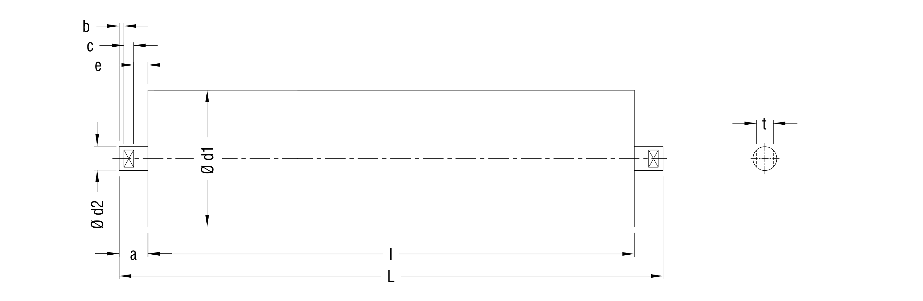 Return Roller — dimensions drawing