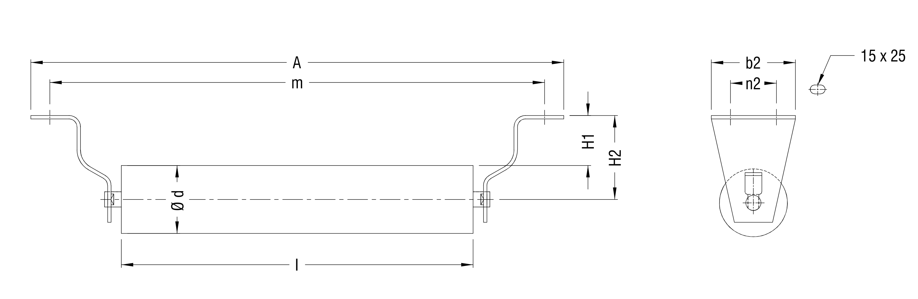 Return Roller Set — dimensions drawing
